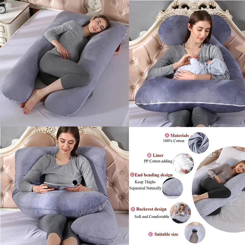 Pregnant Women's U-shaped Cotton Solid Color Pillow