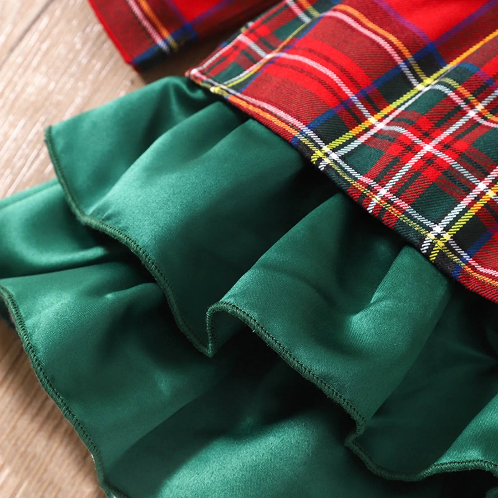 Green Plaid Bow Christmas Dresses for Girls