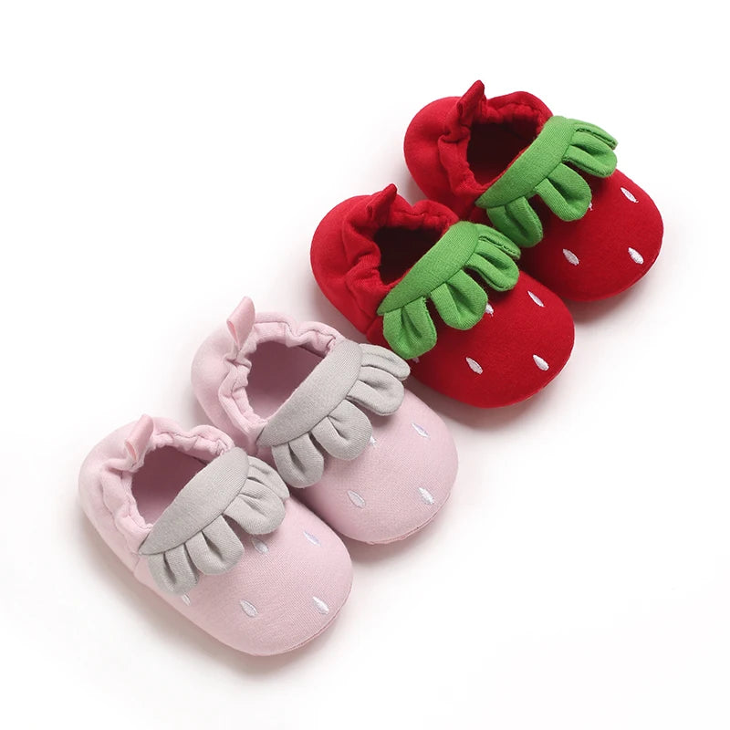 Strawberry Soft Sole Shoes for Baby Girls