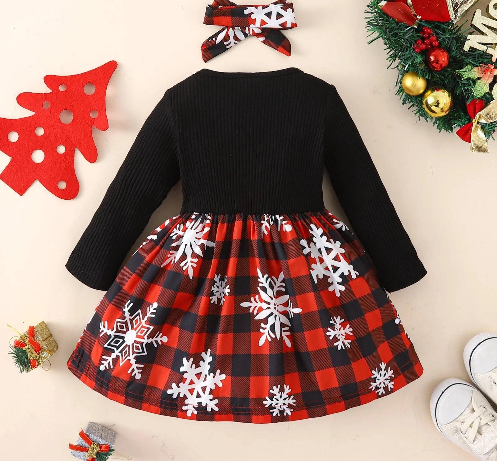 MOMSTAG Long Sleeve Big Bow Plaid Party Dress