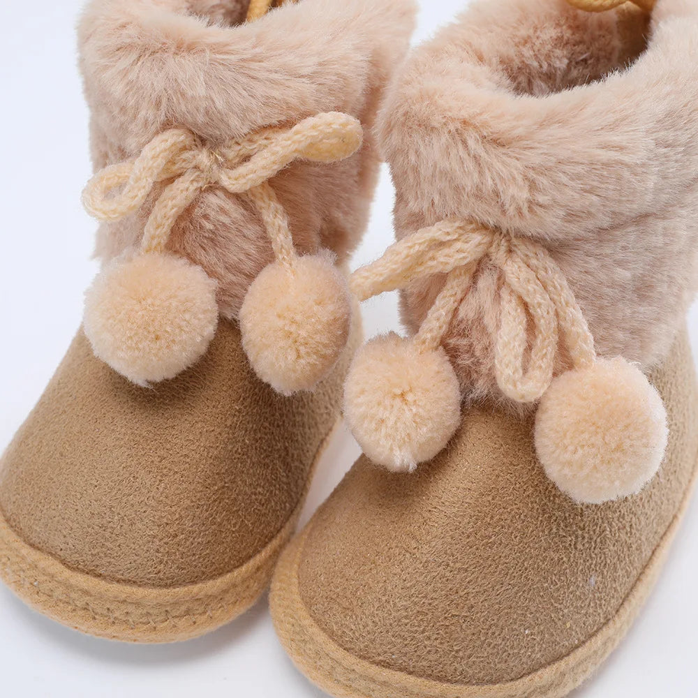 Soft Sole Fur Snow Booties for Babies