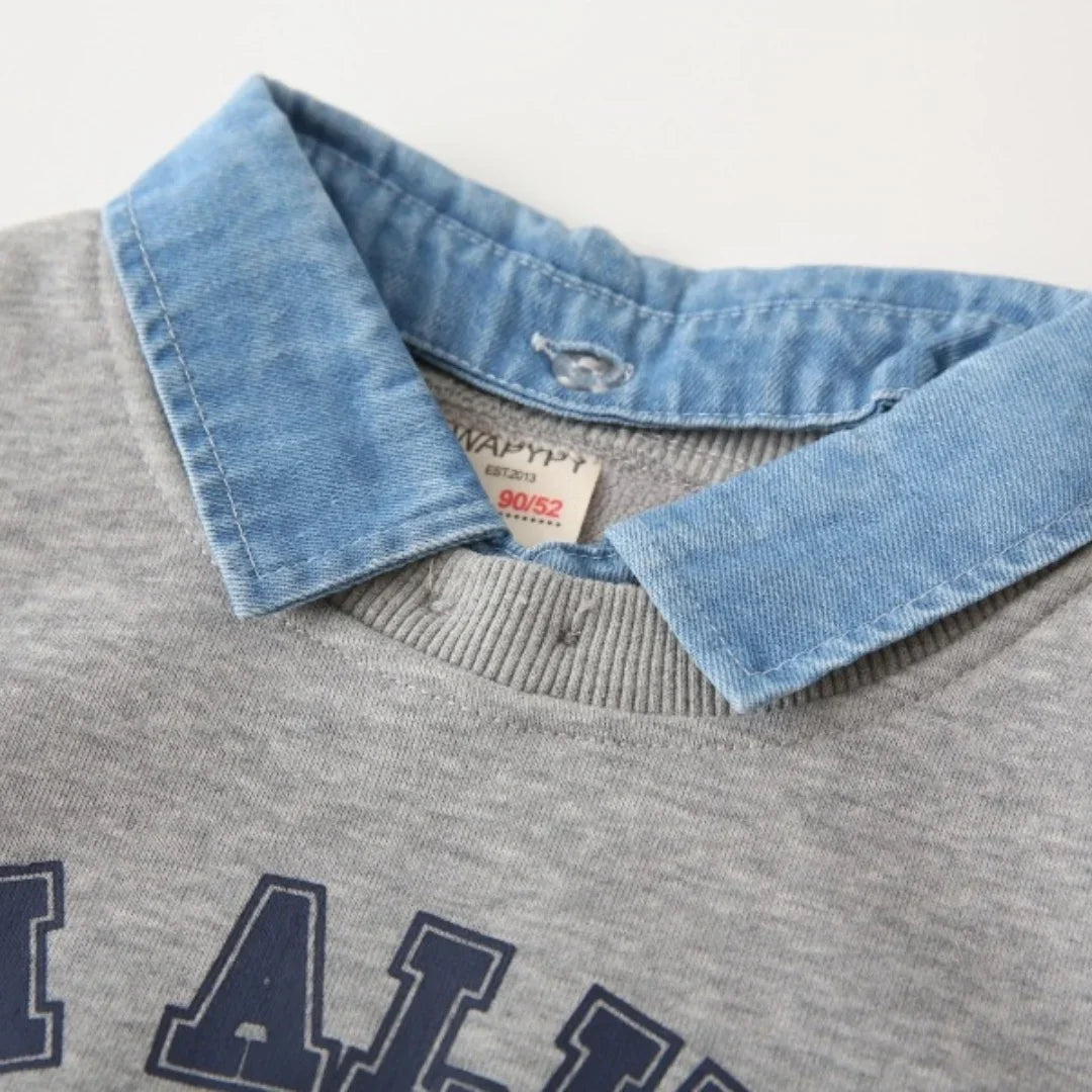 Kids Cotton Bear Print Pullover Hoodie