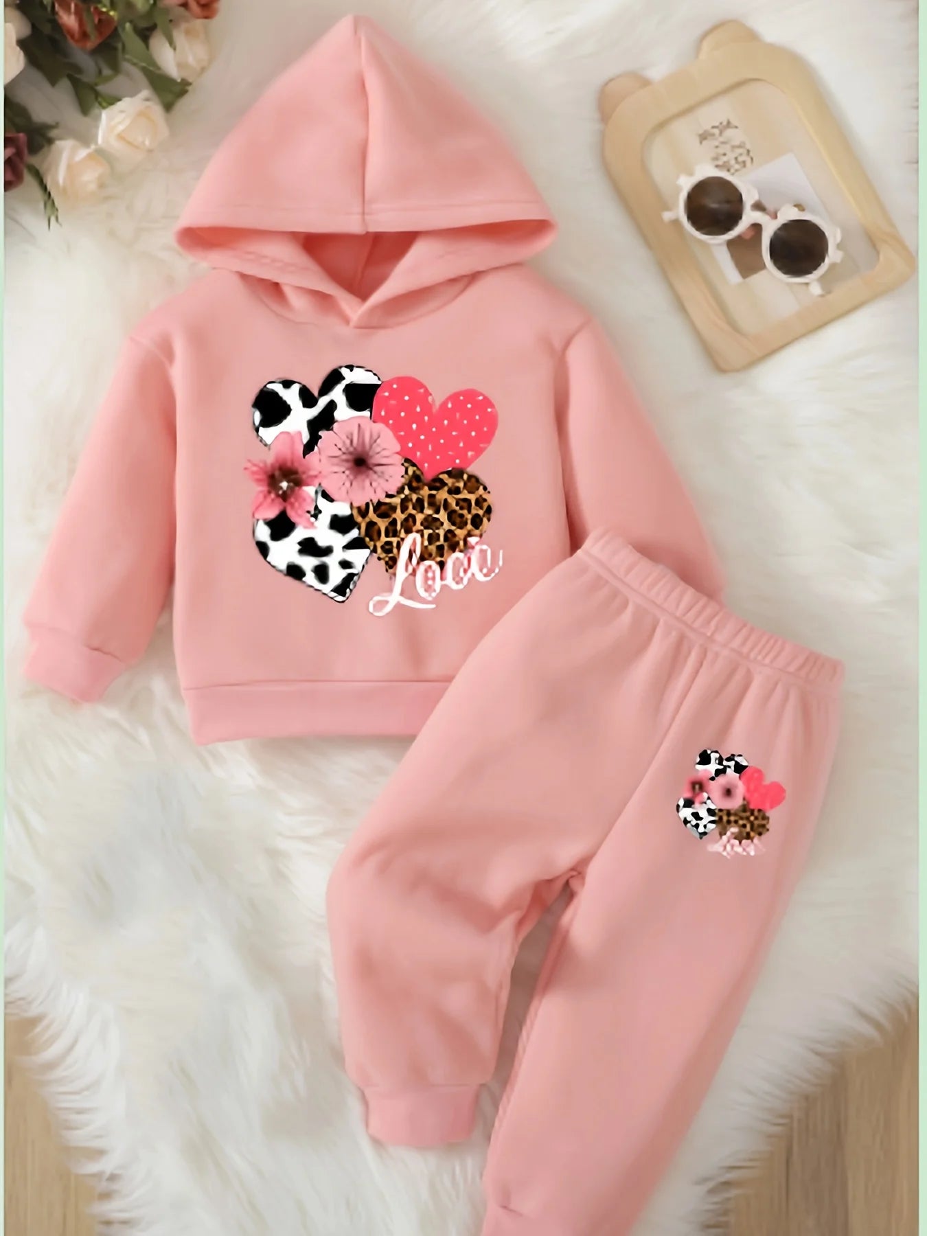 Baby Girl Heart Hoodie Set (6–36 Months)