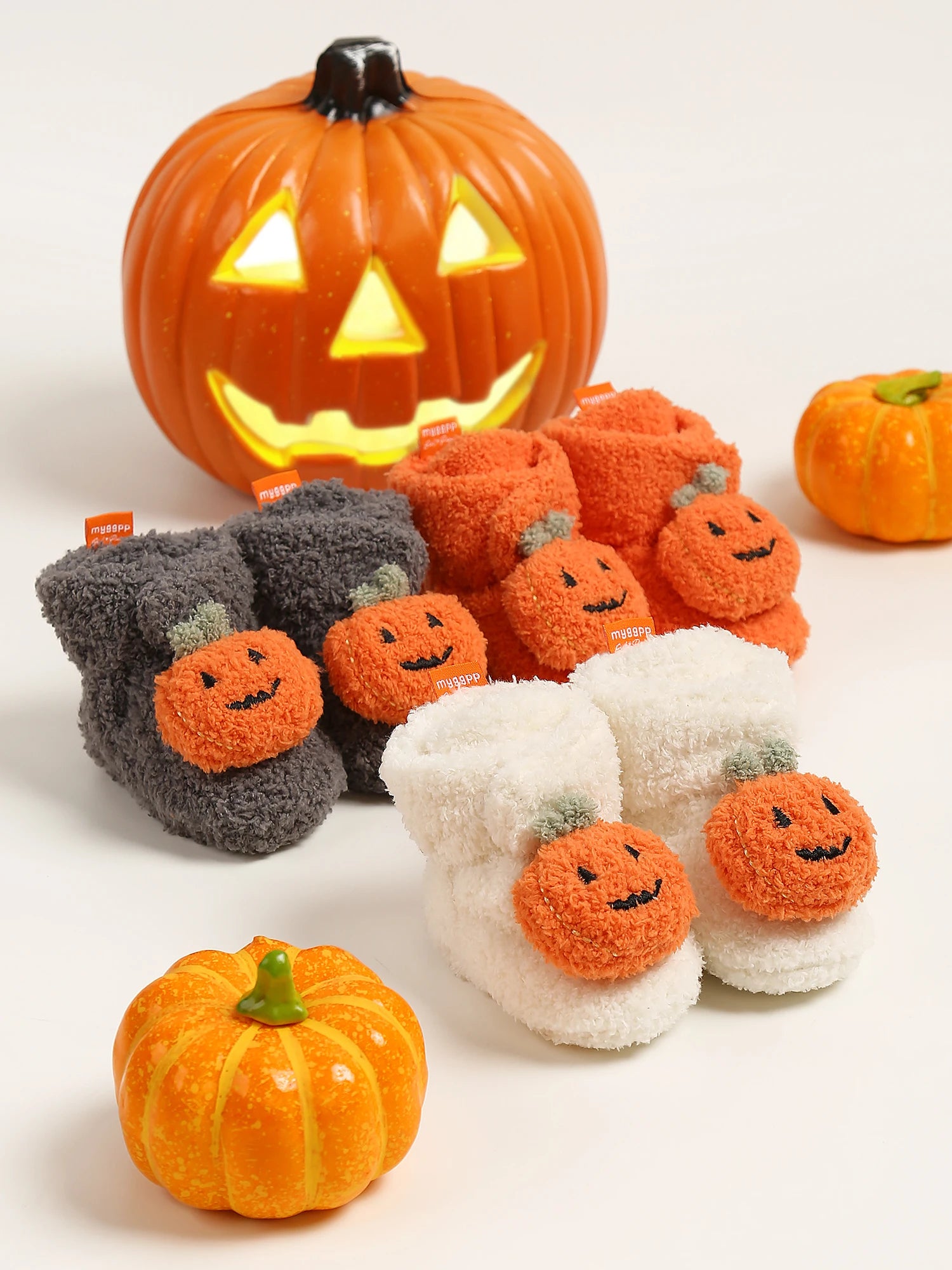 Halloween Pumpkin Baby Booties Newborn Crib Sock Shoes