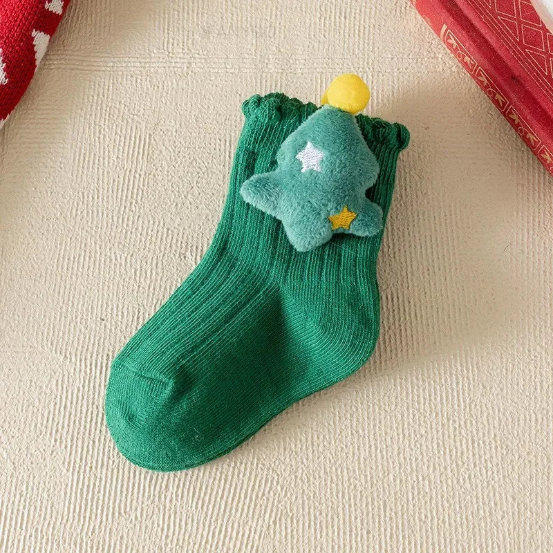 Girls Christmas Cotton Socks with Bows