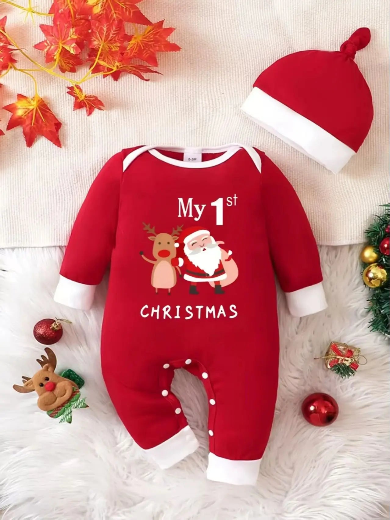 Christmas Cartoon Newborn Romper Set