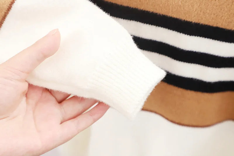 Boys Striped Turtleneck Knit Sweater