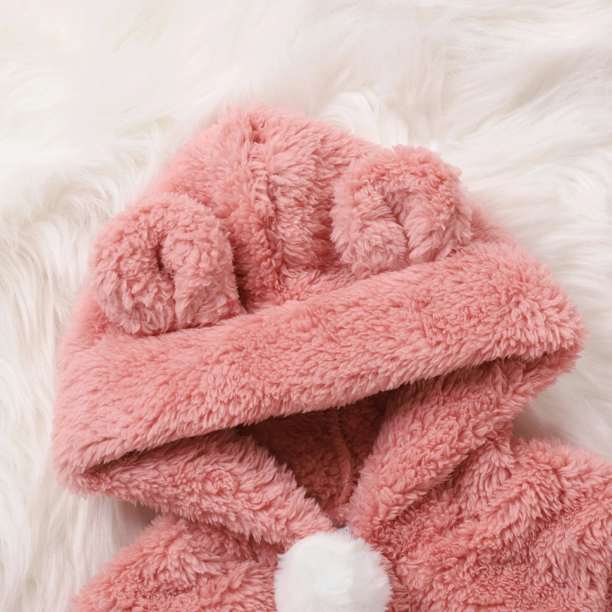 Bunny Pink Plush Girl's Hoodie Set