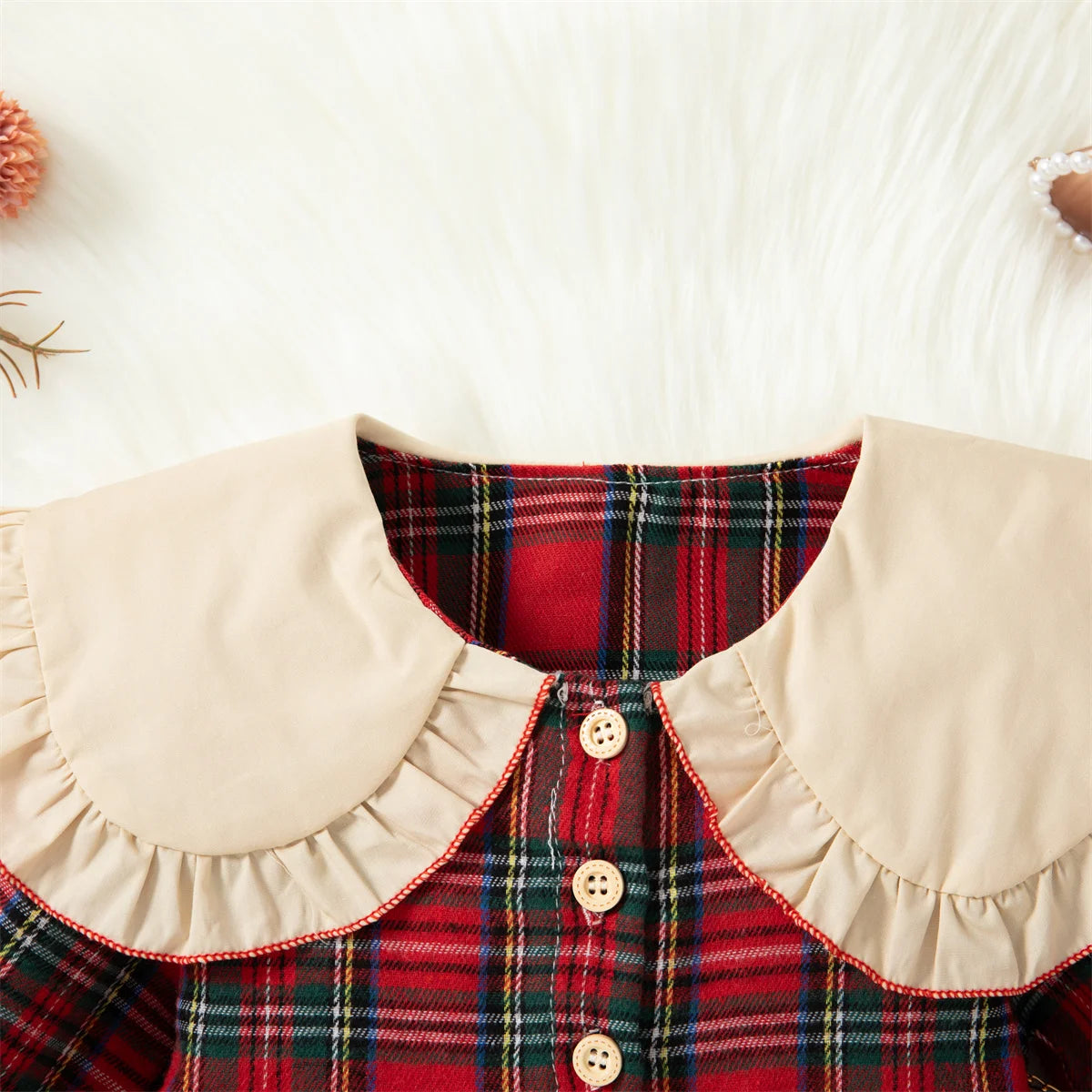 Baby Girl Dolly Red Plaid Dress Set