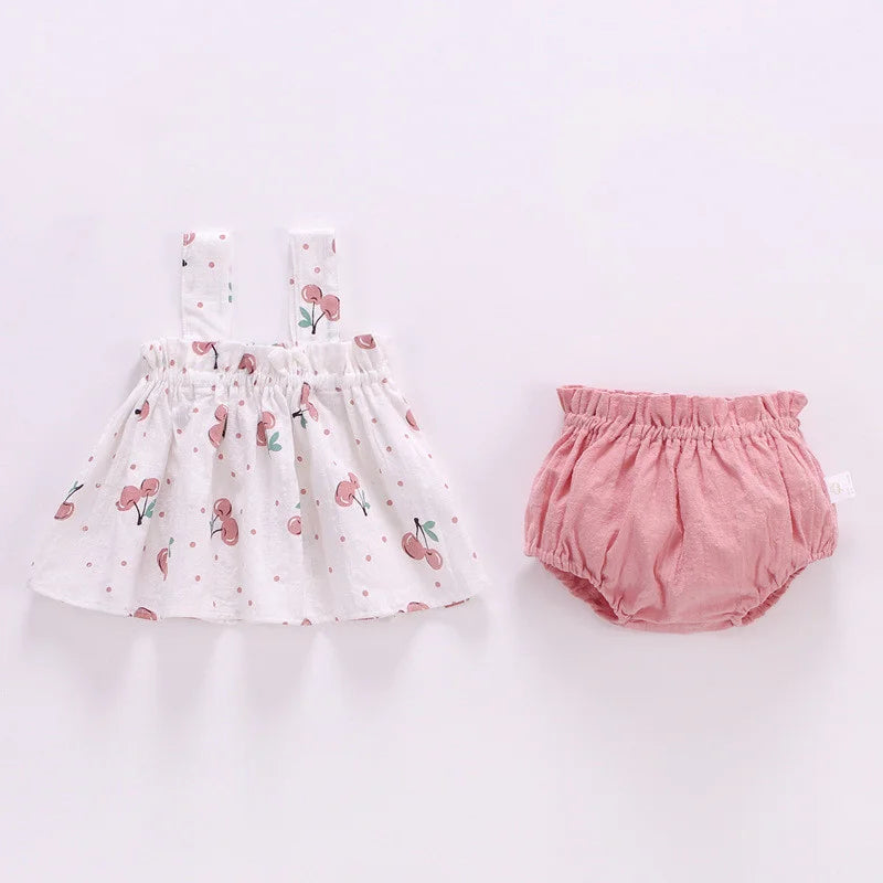 2Pcs/Set Thin top & shorts Clothes for baby girls