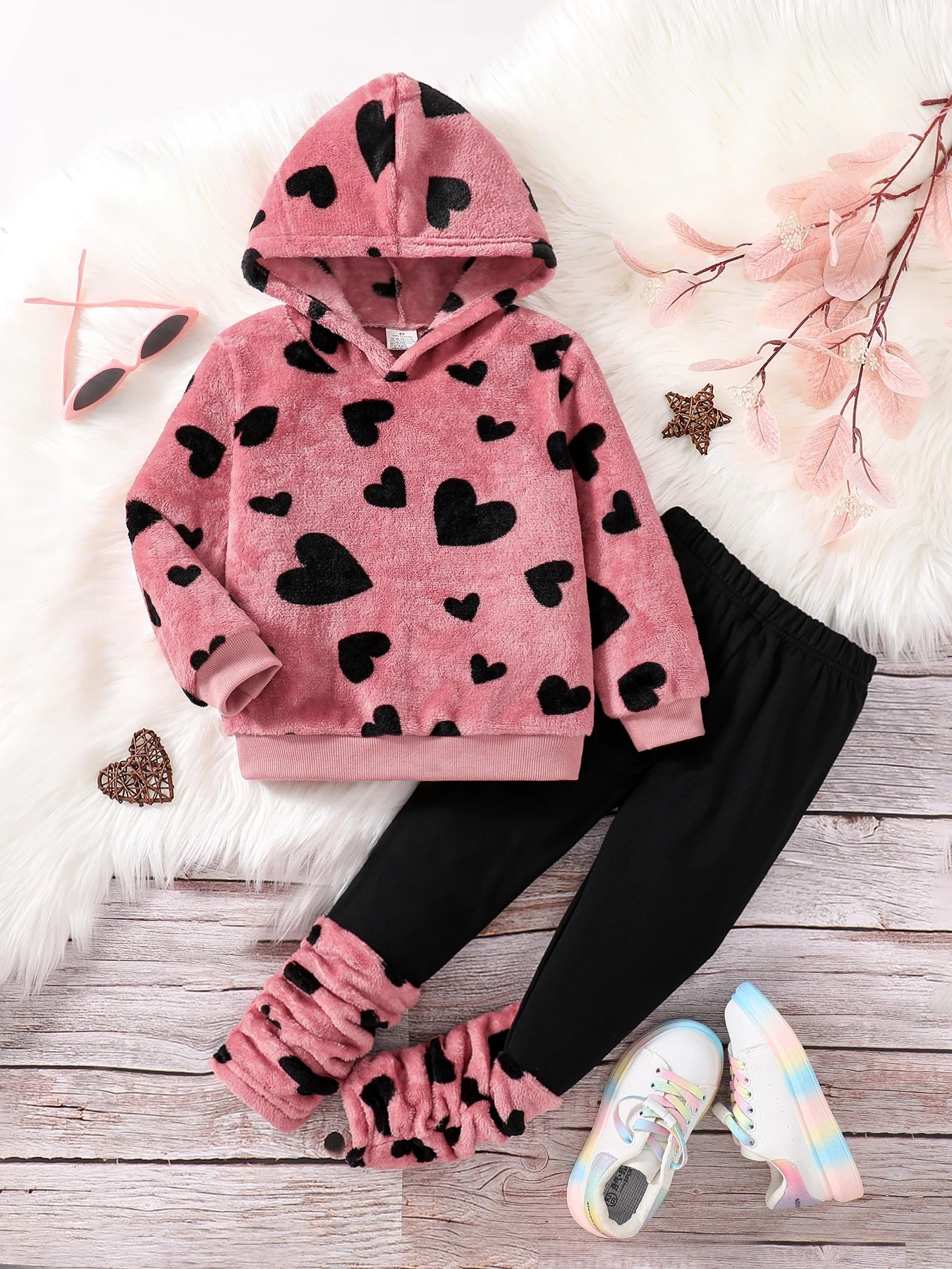 Girls 2PC Fleece Hooded Set 4-8Y