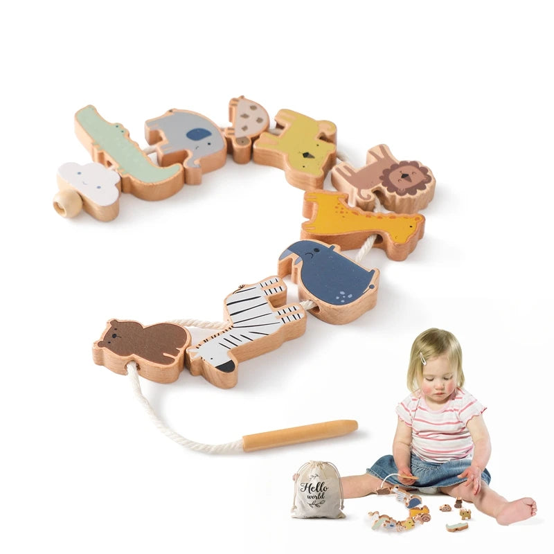 Wooden Montessori Animal Threading Toys