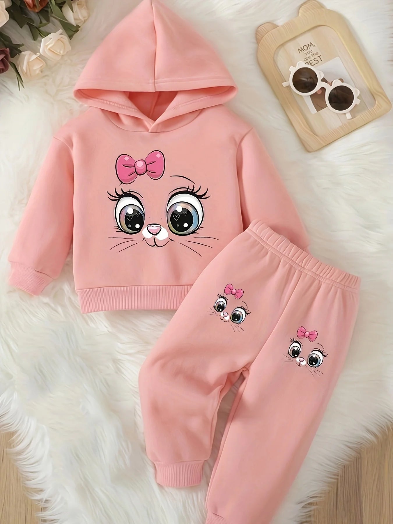 Baby Girls Cute Cartoon Hoodie Set (2-Piece)