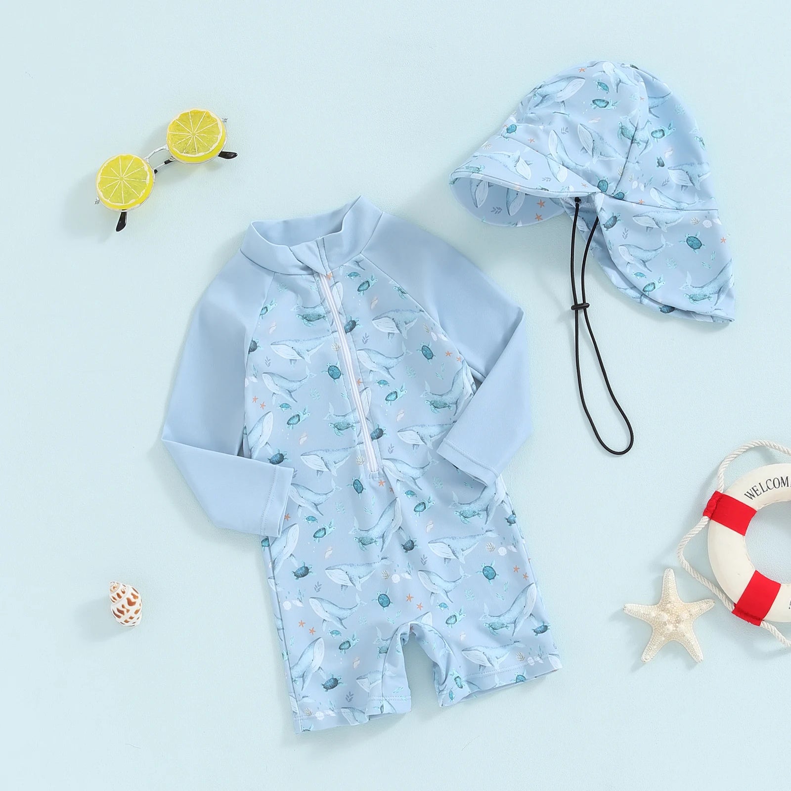 Adorable Whale Print Swim Set for Babies