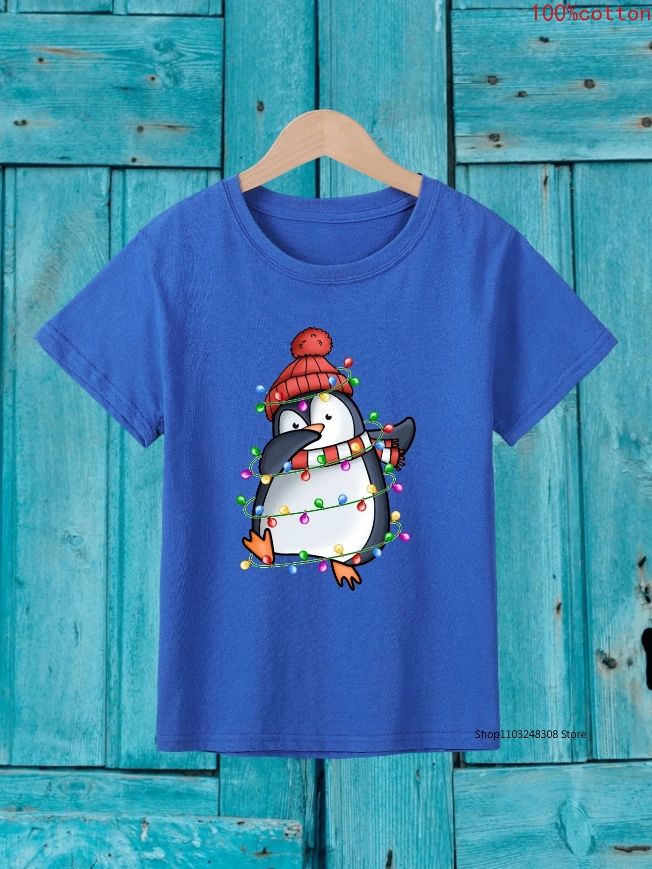 Christmas Dancing Penguin Print Boys  Creative T-shirt