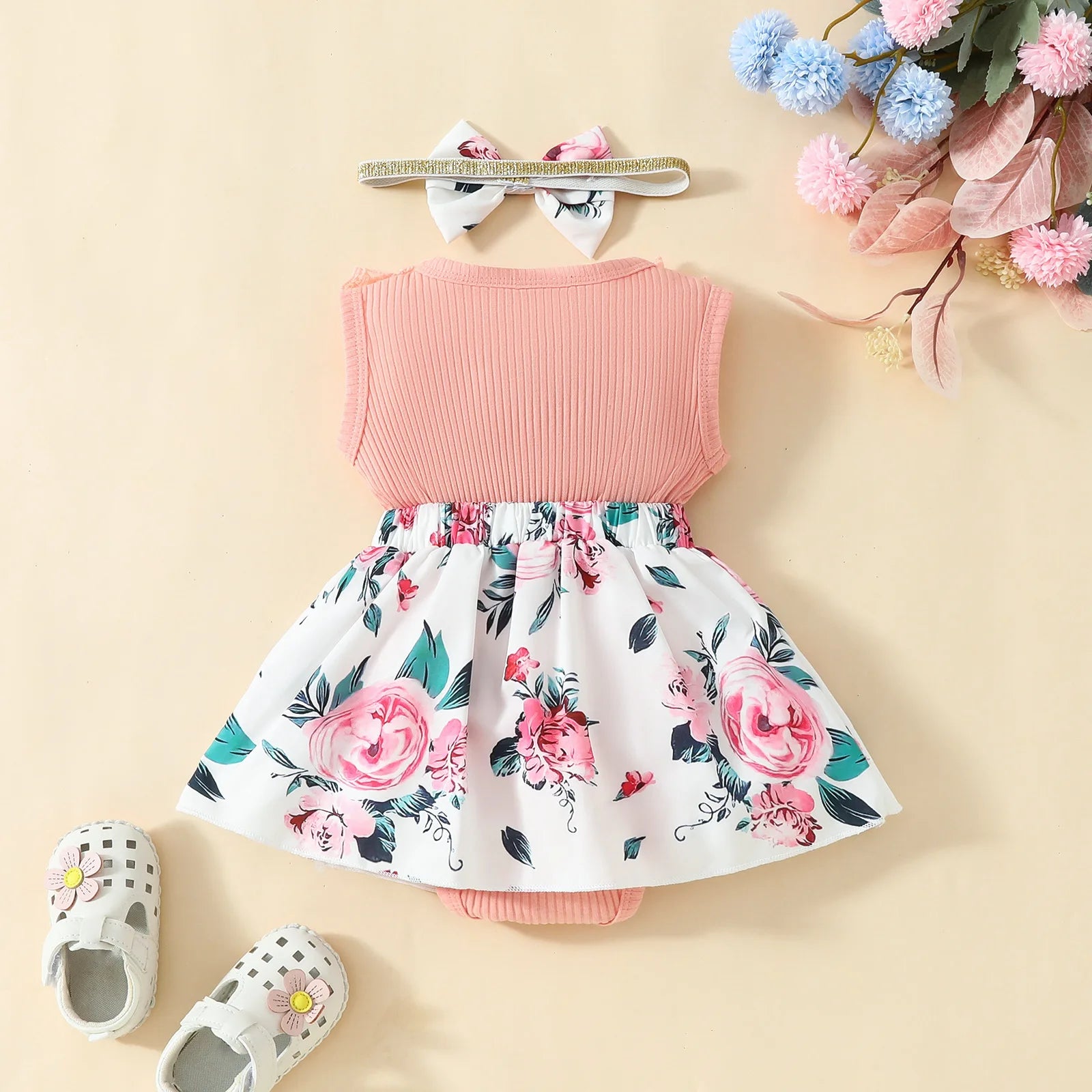 Baby Girl Dress Sleeveless Lace with Headband