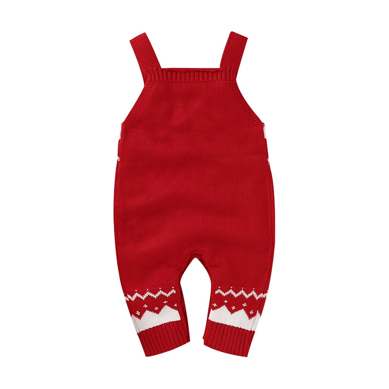 Red Reindeer Knit Baby Romper