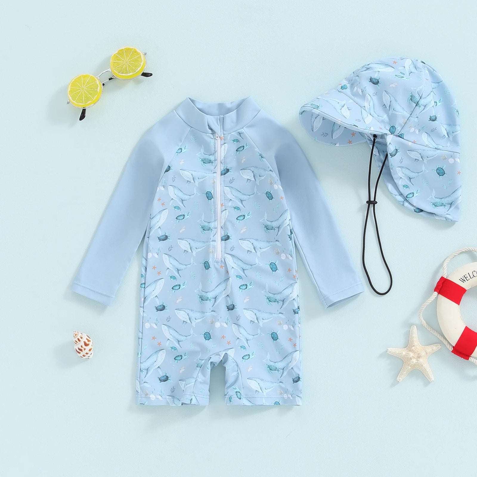 Adorable Whale Print Swim Set for Babies