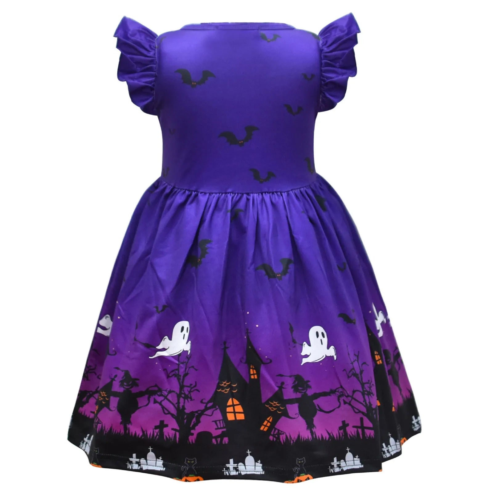 Halloween Toddler Girls Pumpkin Dress Baby Party Witch Costume