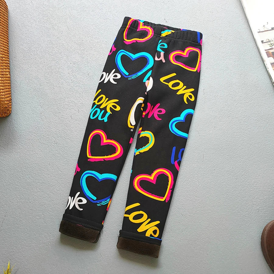 Girls Floral Winter Leggings Pants