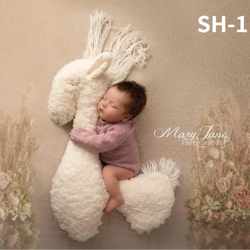 Newborn Photography Props Unicorn Posing Horse Pillow Cushion Blanket Backdrops Photo Studio Photo Mat Cute Plush Doll Decor