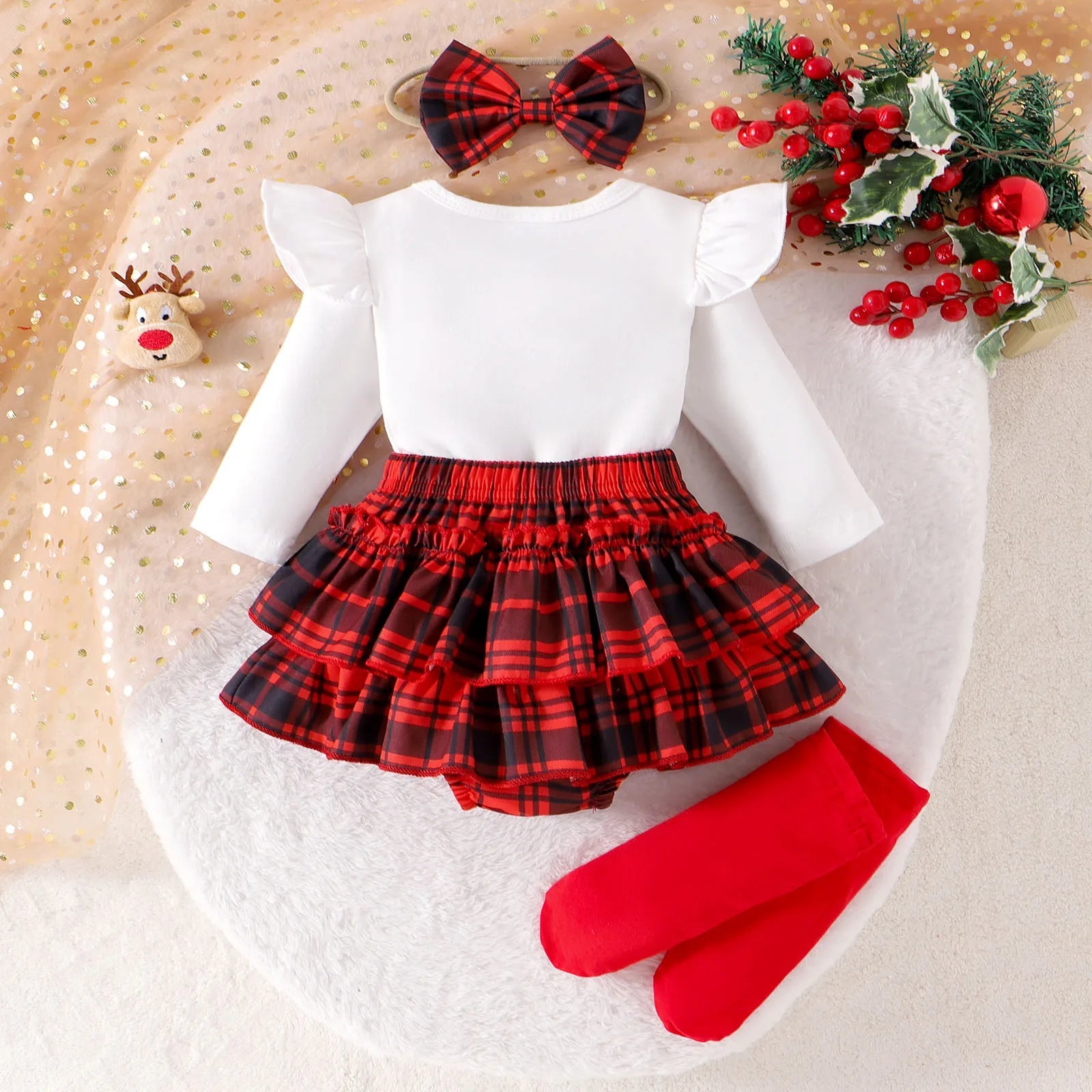 MOMSTAG Autumn Christmas Baby Girls Outfit Romper