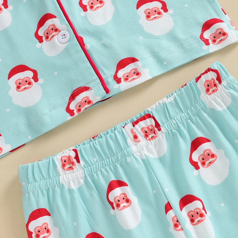 Cozy Santa Print Christmas Pajama Set