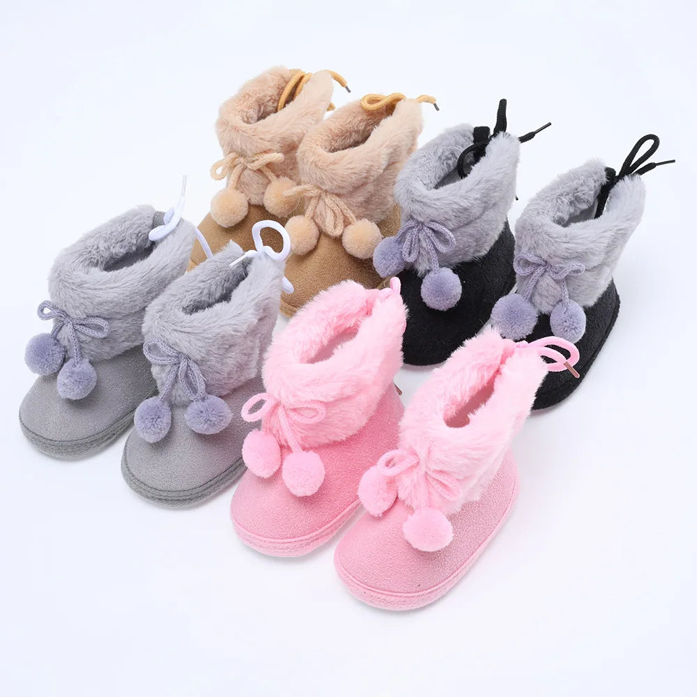 Soft Sole Fur Snow Booties for Babies