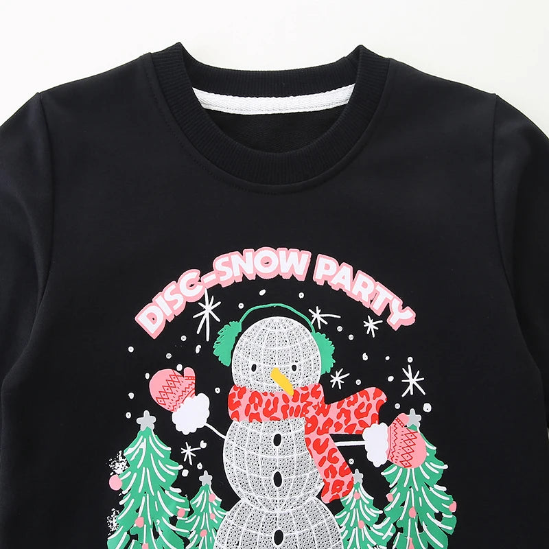 Festive Snowman Cotton Pullover Sweatshirt for Kids