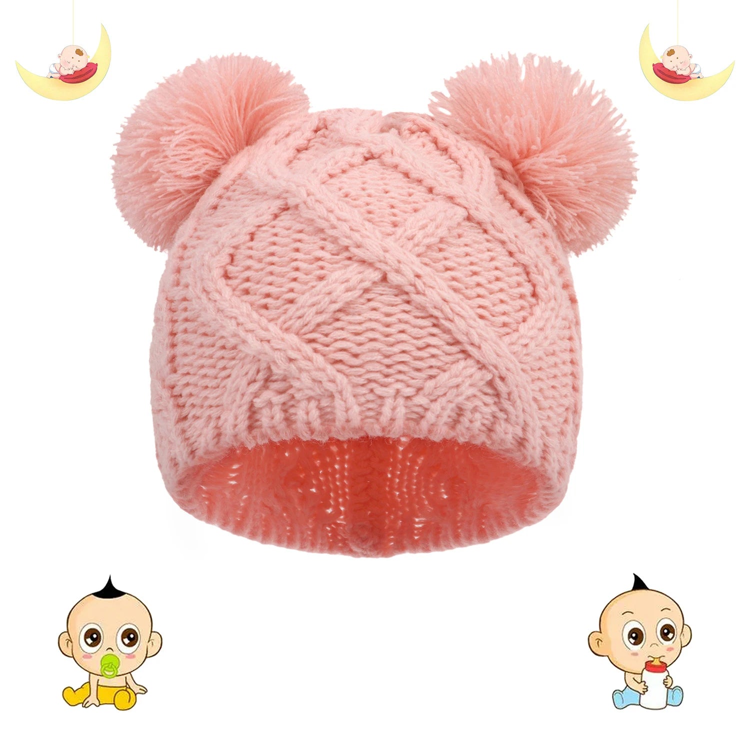 MOMSTAG Newborn Winter Crochet Bear Ear Hat - Baby Bonnet