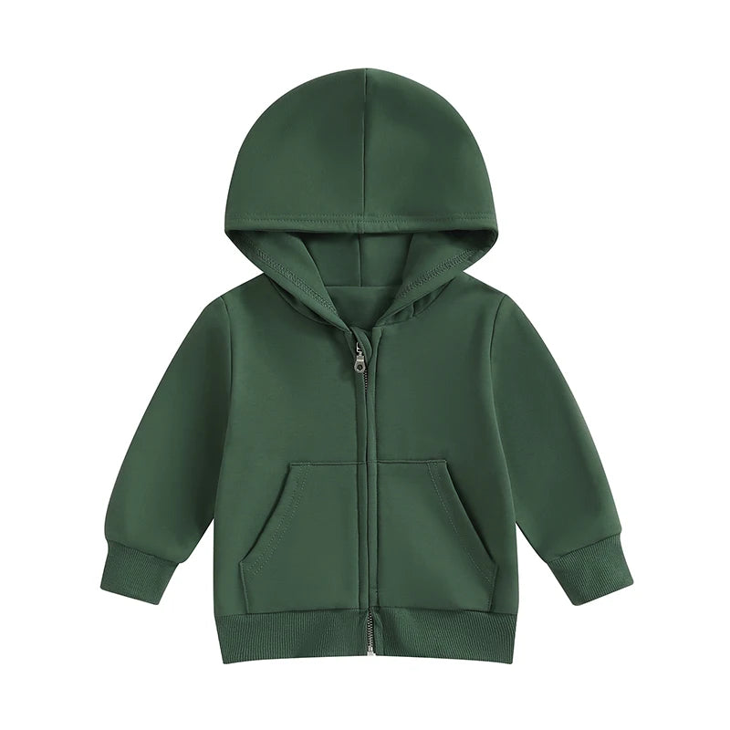 MOMSTAG Kids' Solid Zip-Up Hooded Jacket Winter