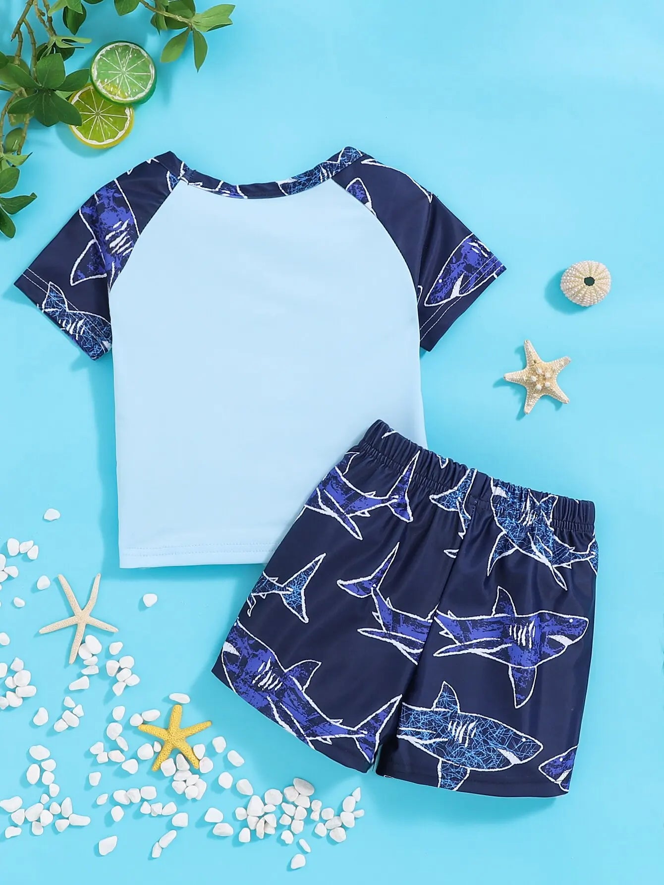 2-Piece Baby Boy Shark Print Swimsuit