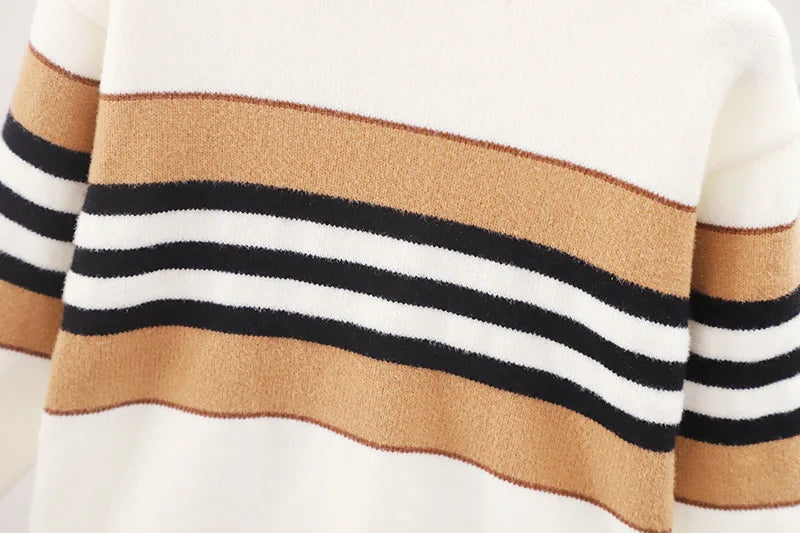 Boys Striped Turtleneck Knit Sweater
