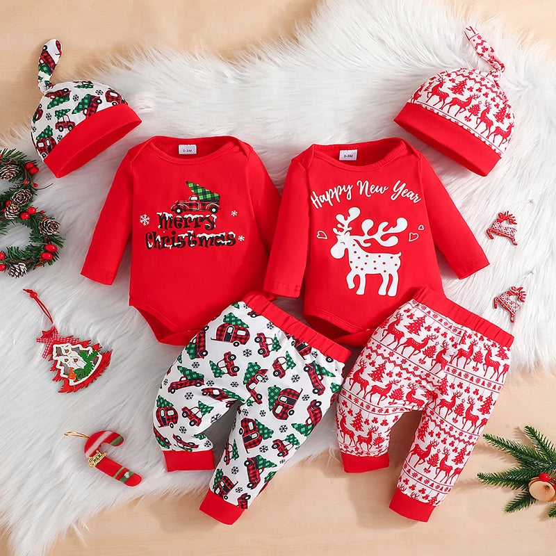 MOMSTAG 3Pcs Christmas Baby Clothes Set