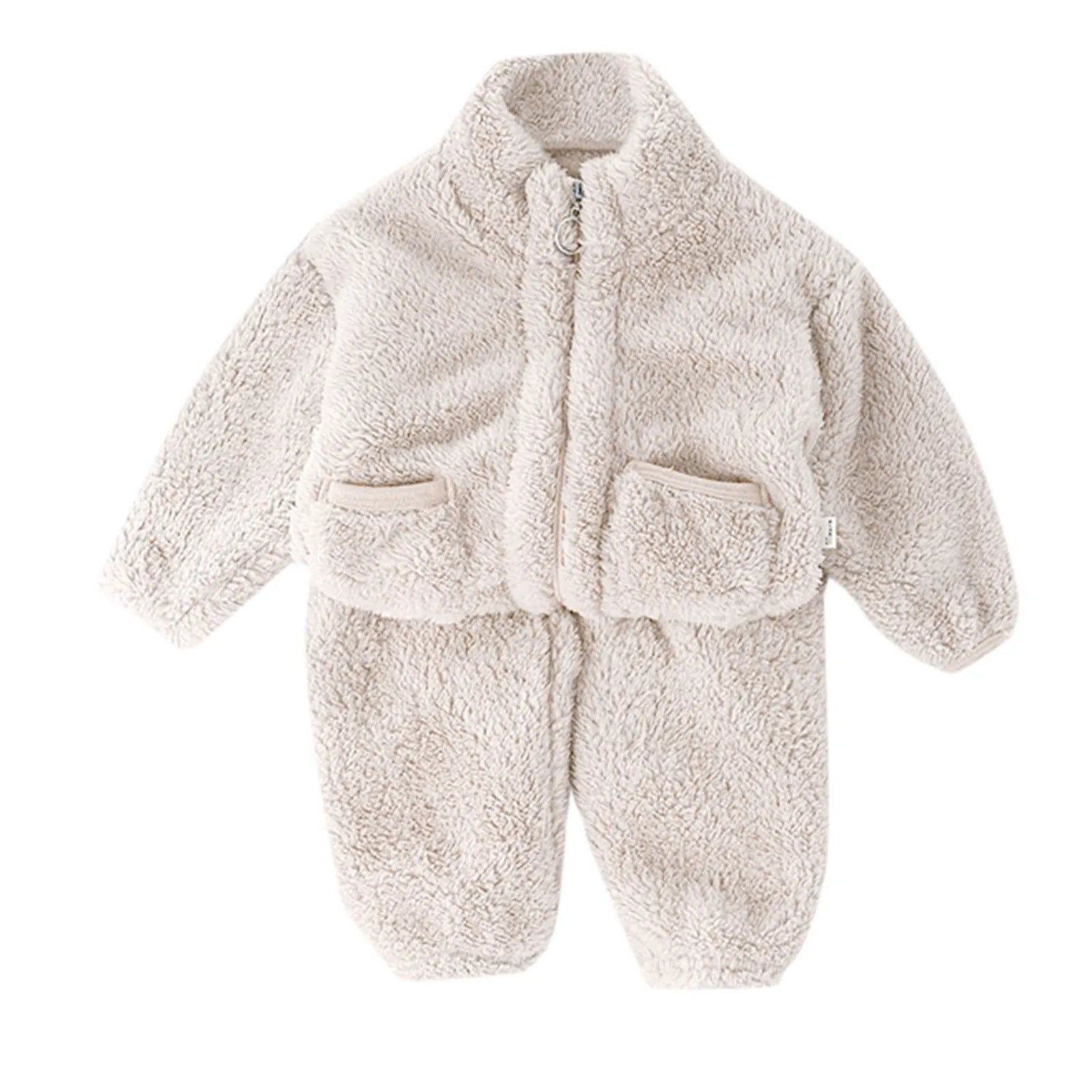 MOMSTAG Winter Baby Woolen Coats Top+Pants Two-piece Pajama Sets