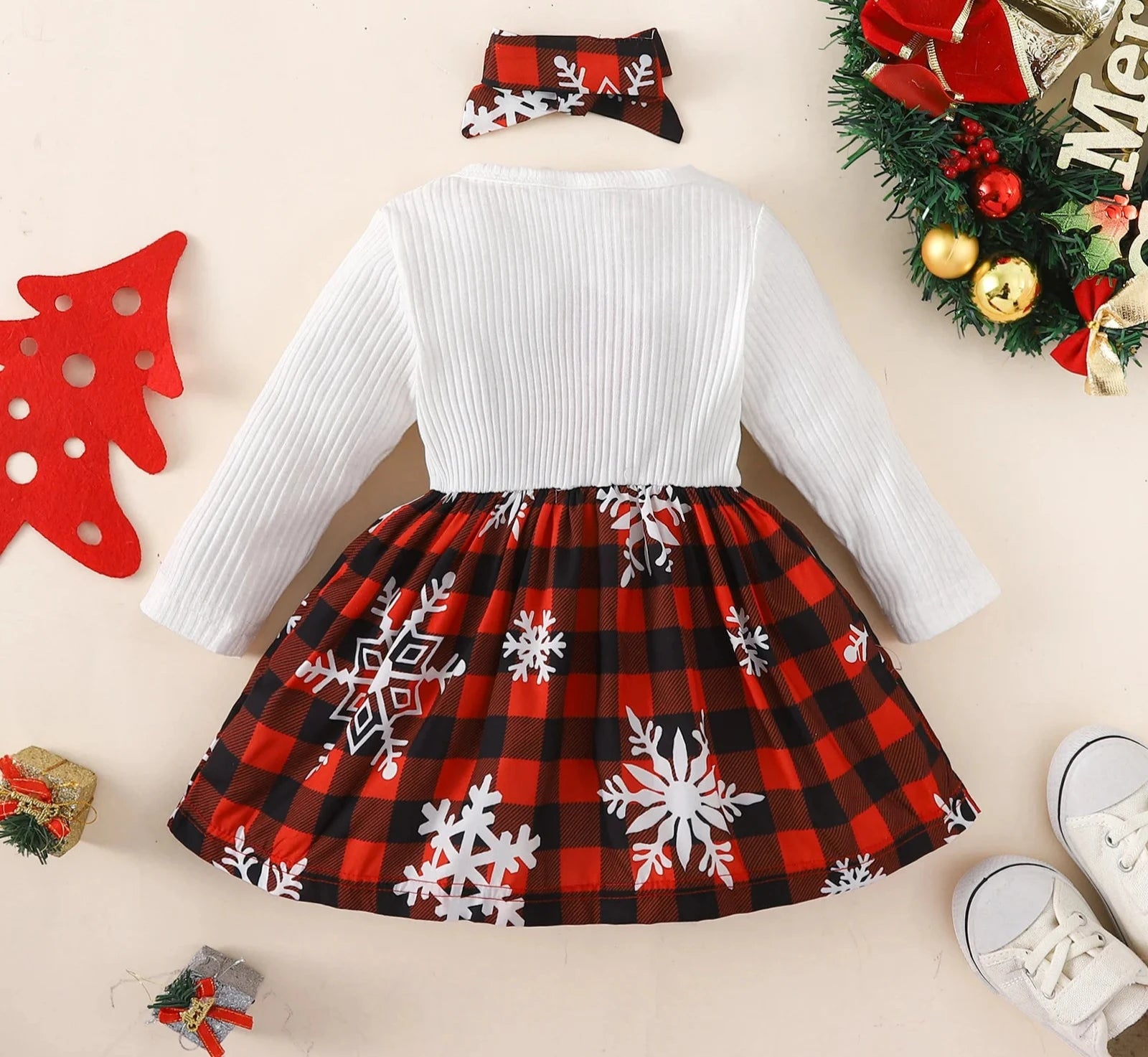 MOMSTAG Long Sleeve Big Bow Plaid Party Dress