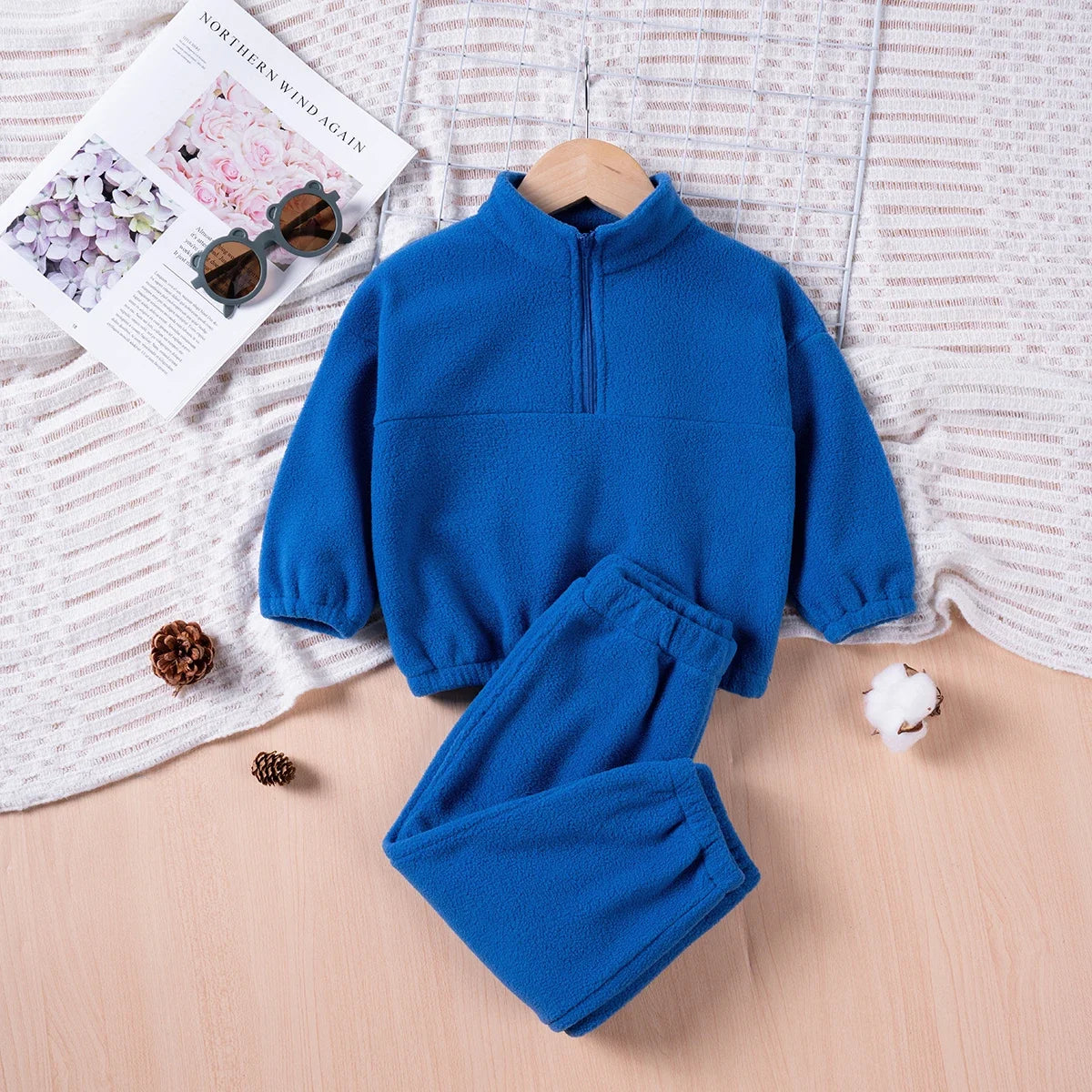 MOMSTAG Toddler Plush 2-Piece Set - Sweatshirt & Pants