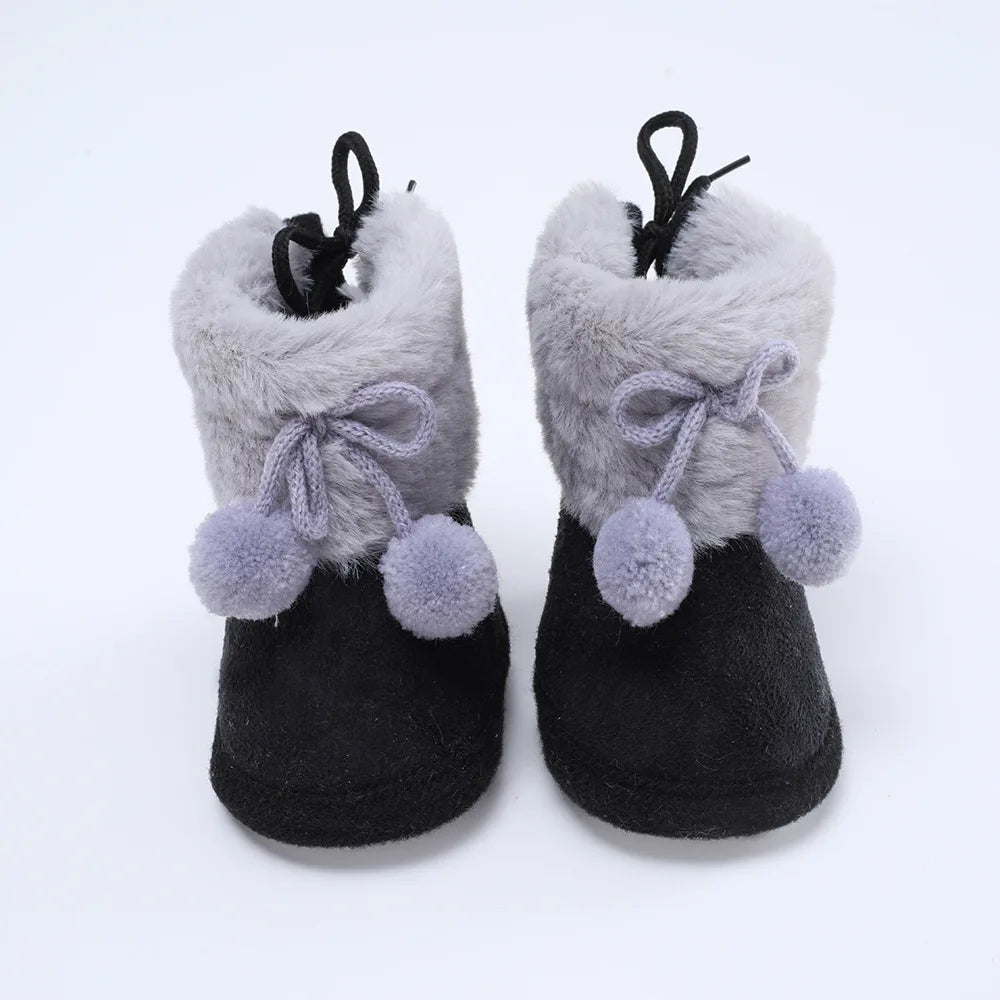 Soft Sole Fur Snow Booties for Babies