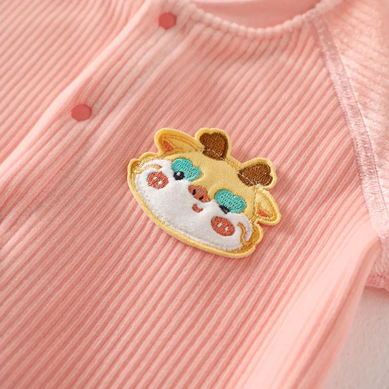 Cartoon Fleece Baby Jumpsuit 0-24M