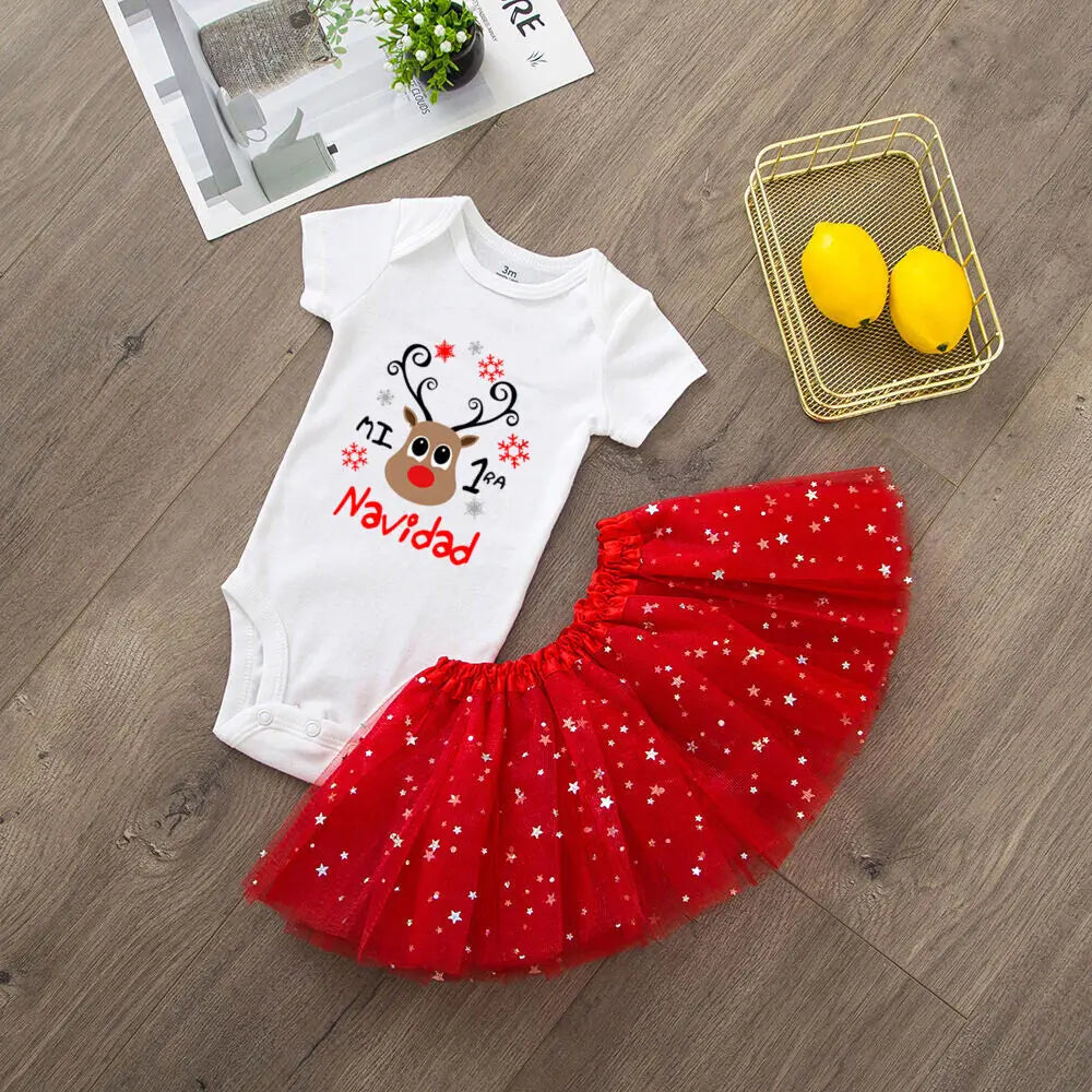 MOMSTAG My First Christmas Deer Print Baby Bodysuit