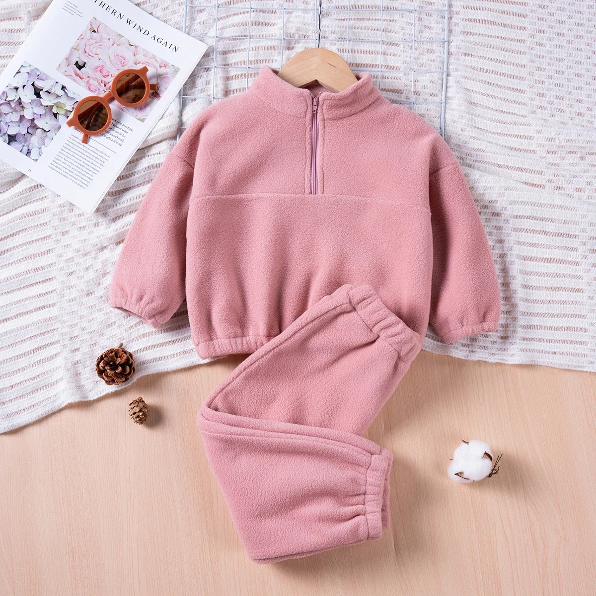 MOMSTAG Toddler Plush 2-Piece Set - Sweatshirt & Pants