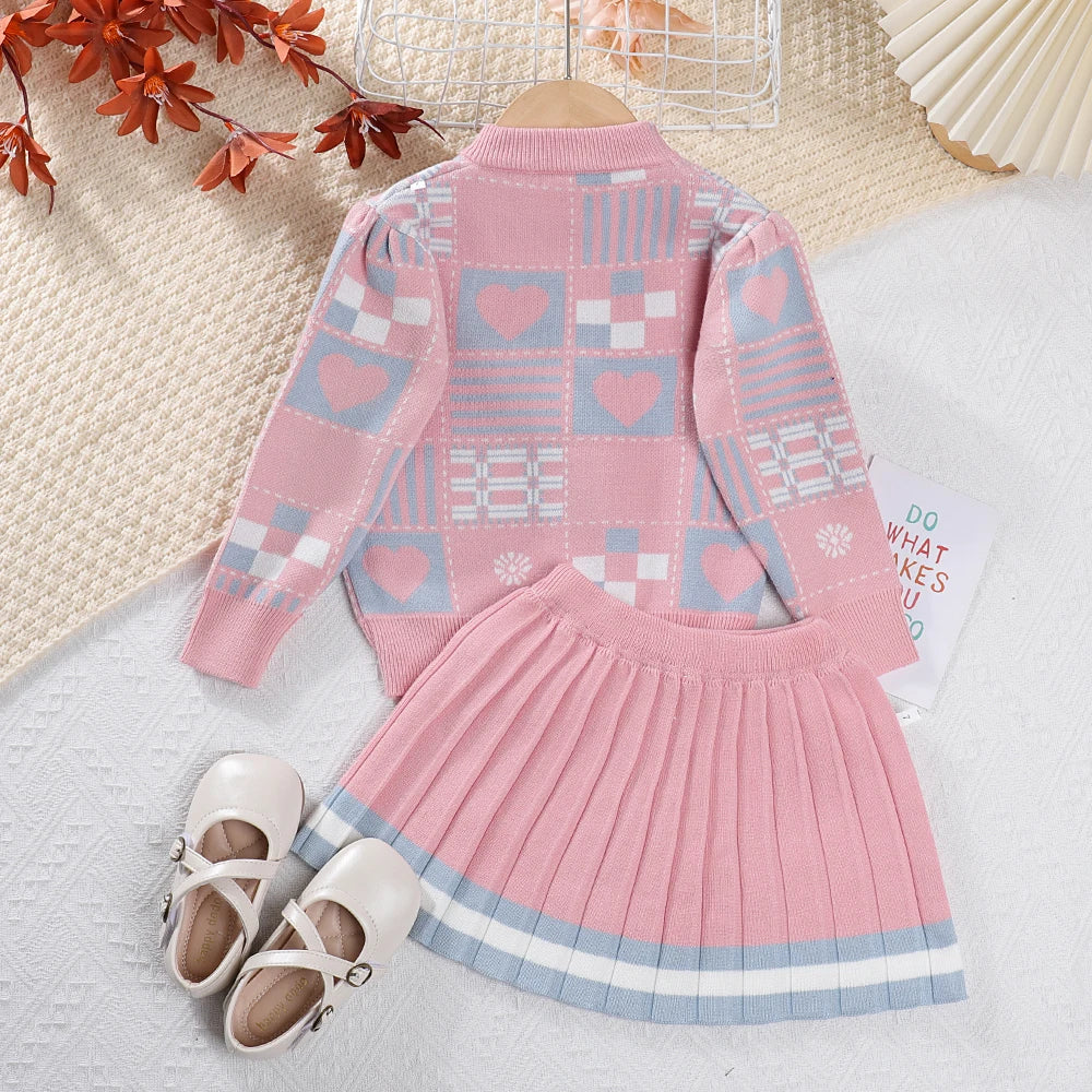 MOMSTAG Winter Girls Top + Skirt Sweater Set