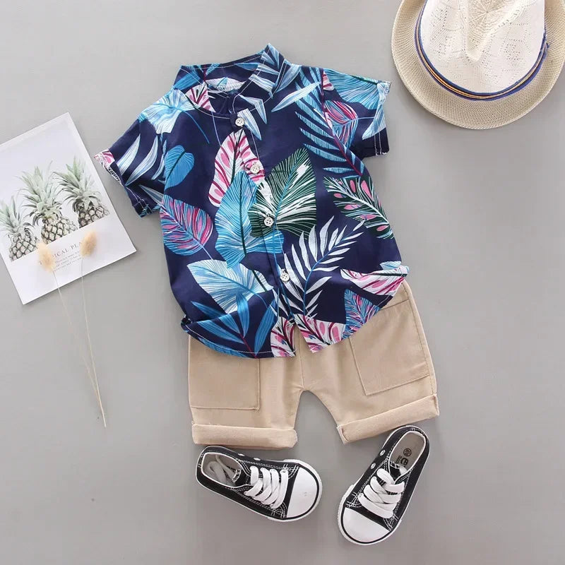 Baby Boy Summer Outfit – 2PCS Top & Shorts Set
