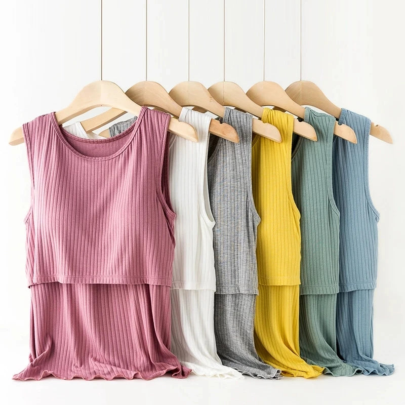 Sleeveless Maternity Tanks Nursing Tops