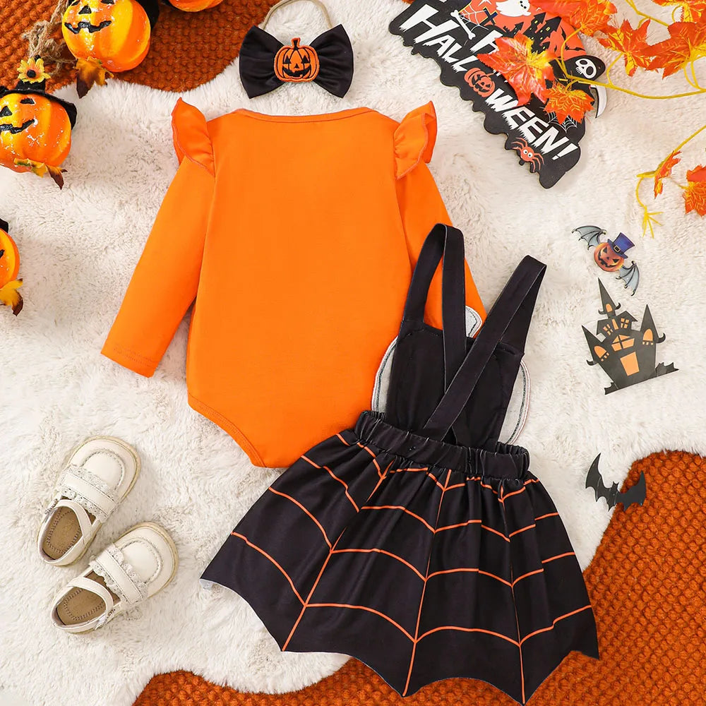 Halloween Baby Girls Pumpkin Suspender Dress