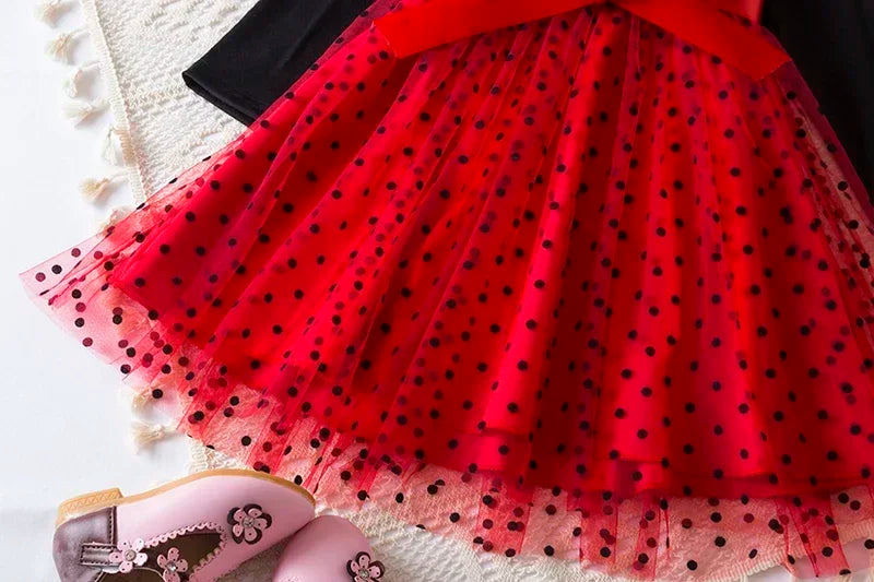 MOMSTAG Girls Polka-dot Fall Princess Dress