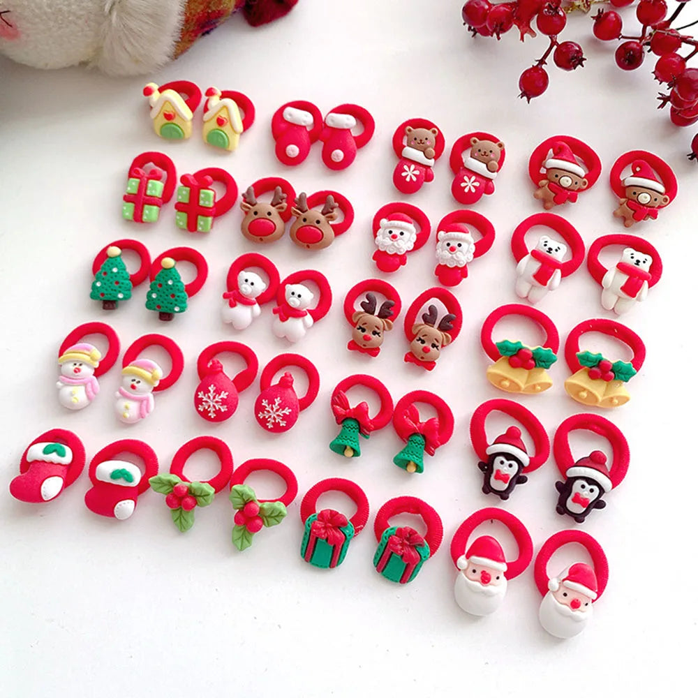 10pcs Christmas Hair Ties  Girls Gift Set