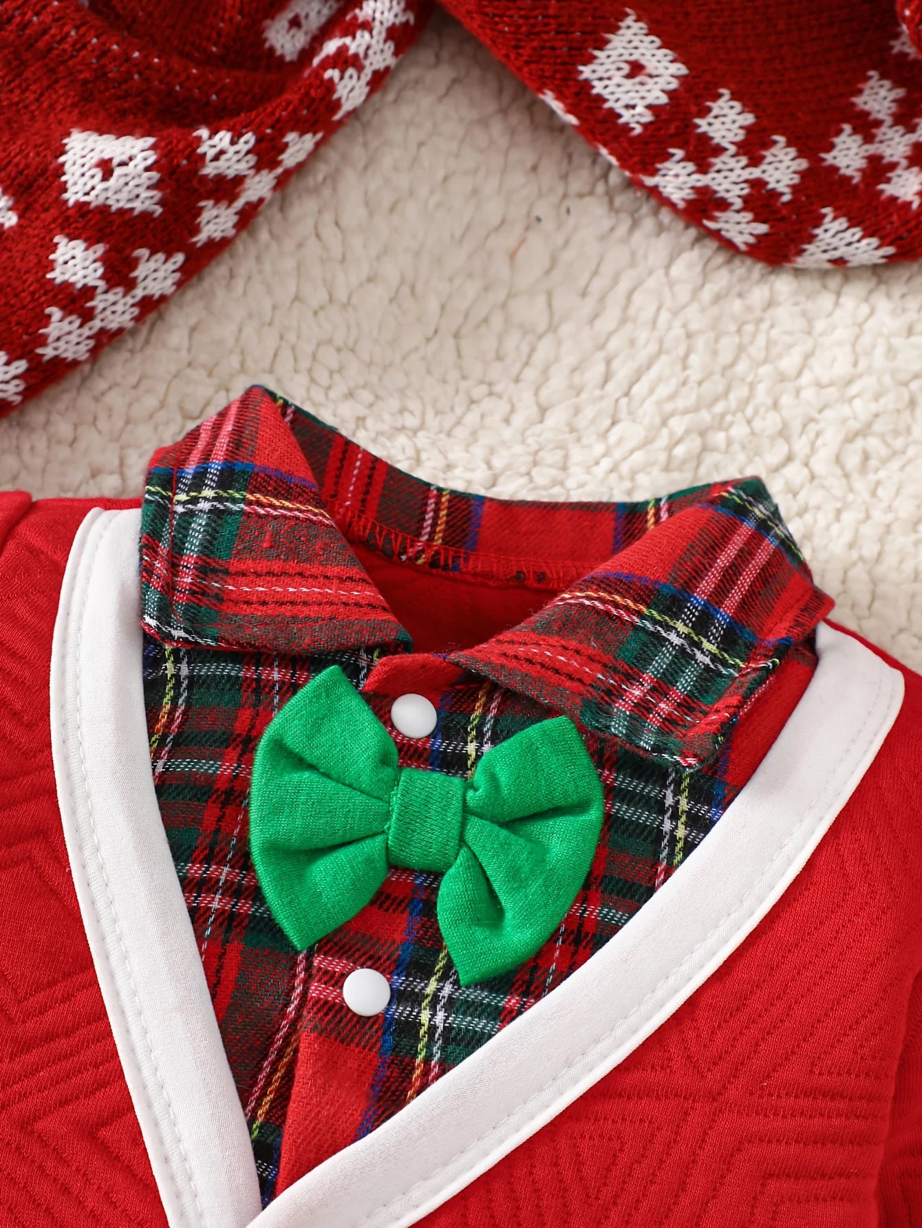 Baby Christmas Plaid Collar Jumpsuit