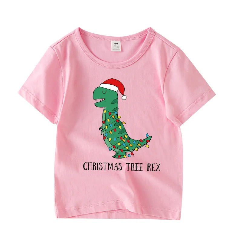 Kids Funny Christmas T-rex Shirt