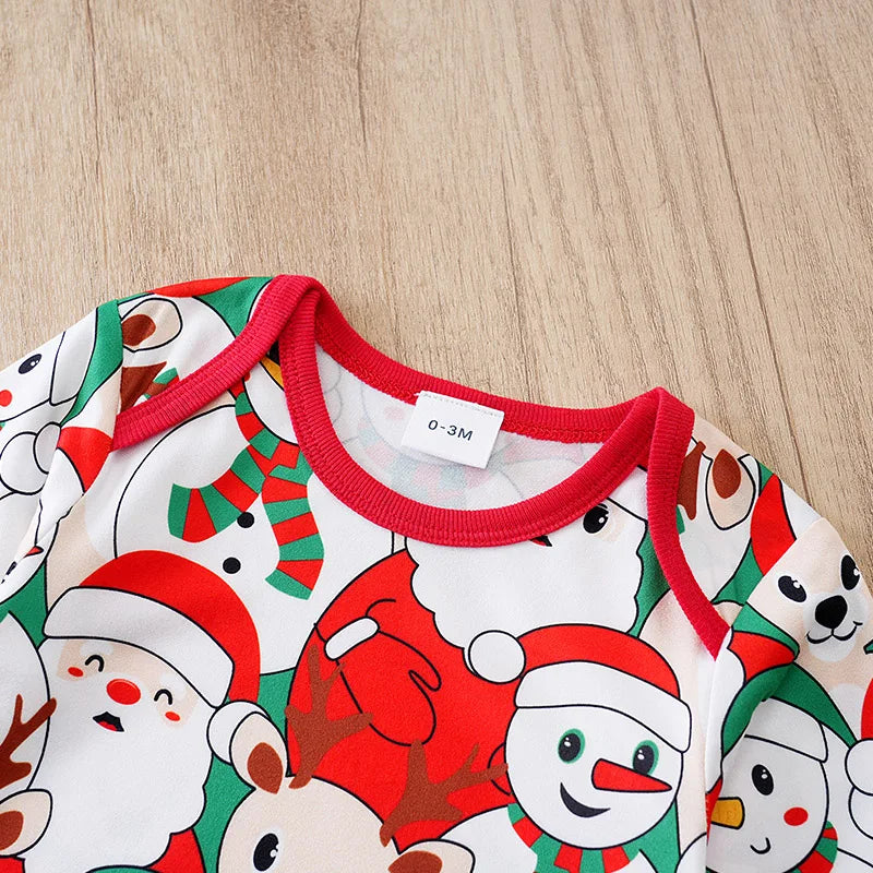 Santa Print Baby Christmas Romper Bodysuit
